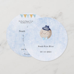 Invitation Cute Moon With Hat And Bow Baby Boy Card