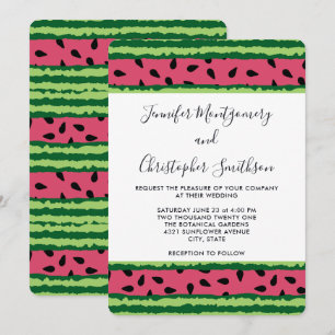 Invitation Cute Motif de pastèque rose et Mariage vert
