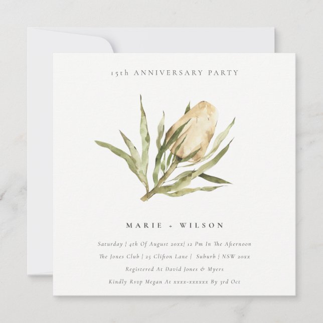 Invitation Cute Native Banksia Floral Chaque année Anniversai (Devant)