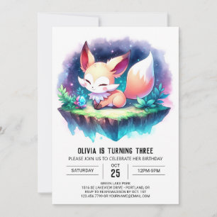 Invitation Cute Nature Fox Anniversaire numérique