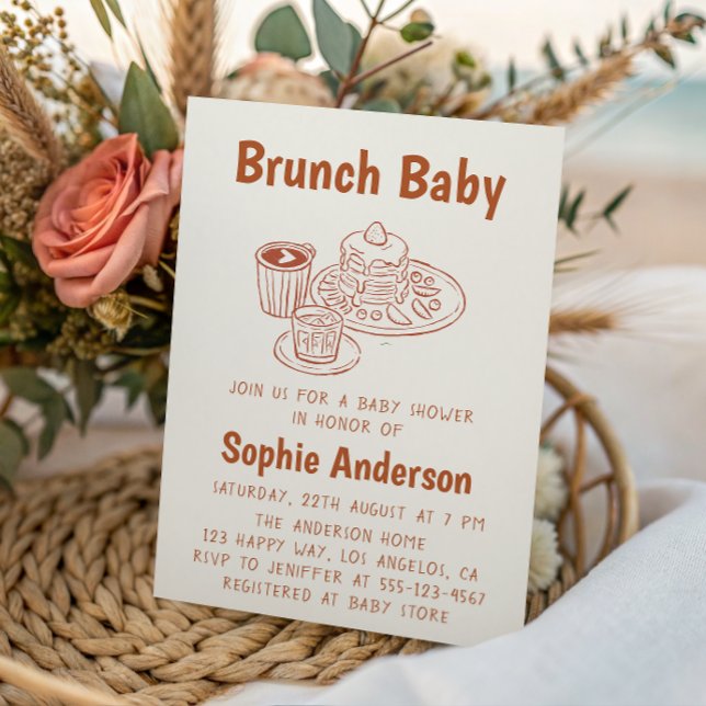 Invitation Cute Neutral Coffee & Pancakes Brunch Baby Shower (Créateur téléchargé)