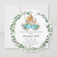 Cute Noah's Ark Green Baby shower neutre rond