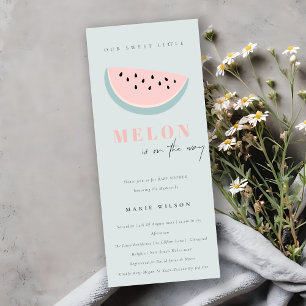 Invitation Cute Notre Petit Melon Pastel Aqua Baby shower Ble