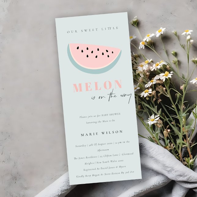 Invitation Cute Notre Petit Melon Pastel Aqua Baby shower Ble (Créateur téléchargé)