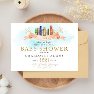 Invitation Cute Nouveau Chapitre Livres Baby shower Invitatio