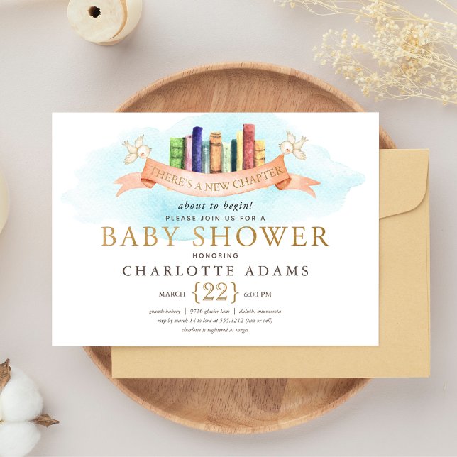 Invitation Cute Nouveau Chapitre Livres Baby shower Invitatio (Créateur téléchargé)
