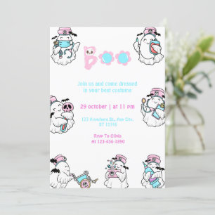 Invitation Cute Nurse Boo Halloween Costume Party