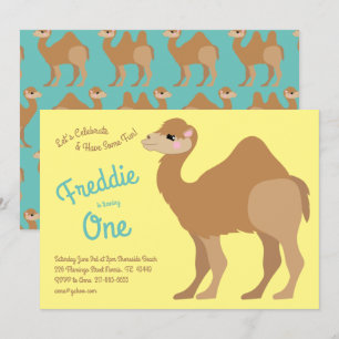 Invitation Cute One Hump Camel Enfants 1ère fête d'anniversai