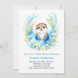 Invitation Cute Otter Enchanted Wonderland Boy Baby shower