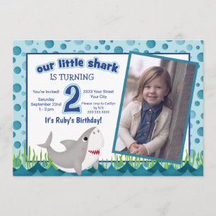 Invitation Cute Our Little Shark Ocean Photo 2e anniversaire