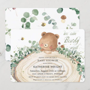 Invitation Cute Ours Verdure Sexe Baby shower Neutre Invi