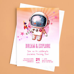 Invitation Cute Outerspace Explorez 4e anniversaire
