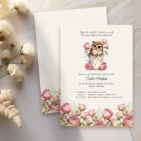 Cute Owl et livres Rose pour le Baby shower