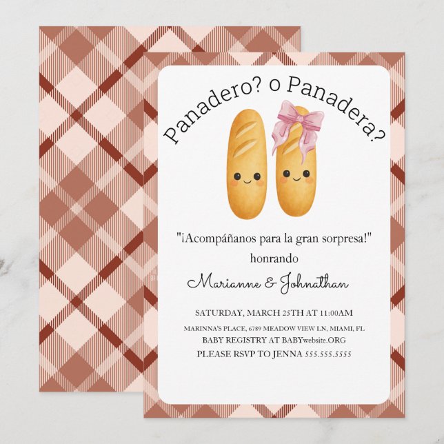 Invitation Cute Panadero o Panadera Baby Reveal  (Devant / Derrière)