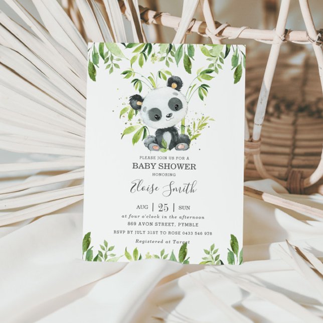 Invitation Cute Panda Baby shower vert genre neutre (Créateur téléchargé)