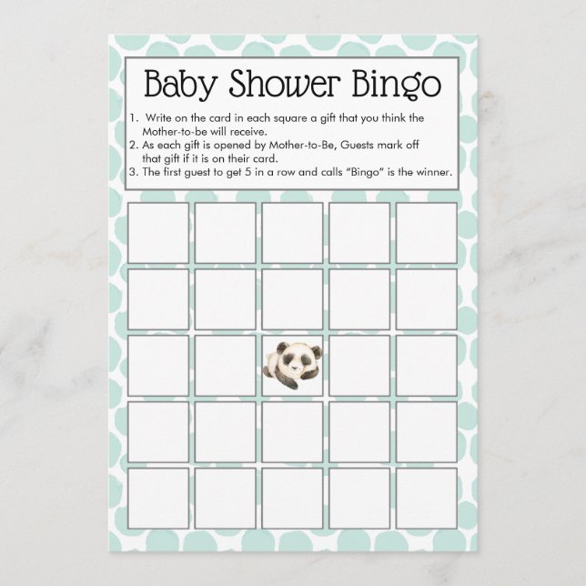 Invitation Cute Panda Bears Baby shower Bingo Jeu (Devant)