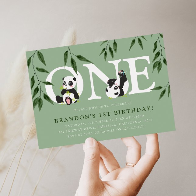 Invitation Cute Panda Neutral 1er anniversaire (Créateur téléchargé)