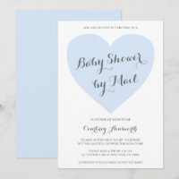 Cute Pastel Blue Heart Boy Baby shower Par Mail