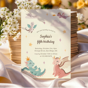 Invitation Cute Pastel Dragons Anniversaire de enfant Party