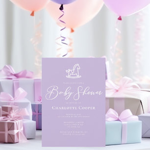 Invitation Cute Pastel Purple Baby shower Cheval Rocse