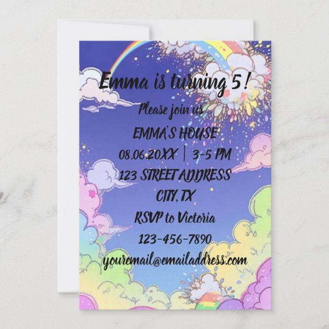 Invitation Cute Pastel Rainbow Anniversaire de enfant Party I (Devant)