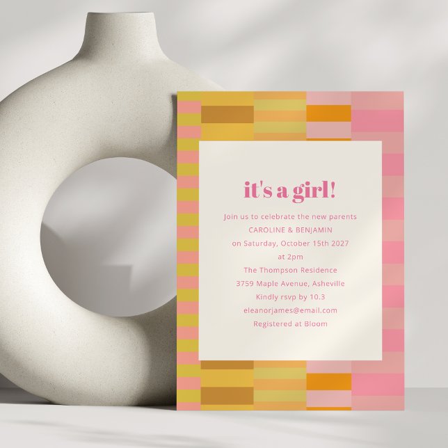 Invitation Cute Pastel Rose Jaune Couples Baby shower fille (Créateur téléchargé)