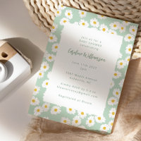Cute Pastel Sage Green Daisies Baby shower Floral