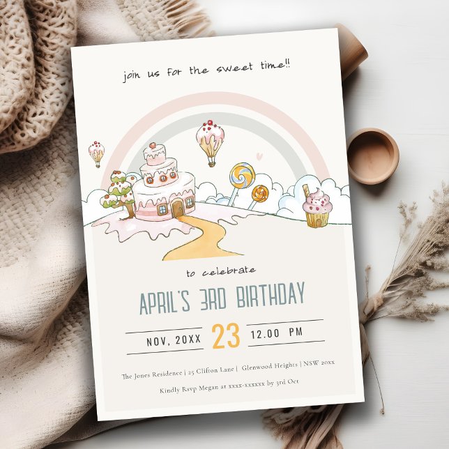 Invitation Cute Pastel Sweet Time Candy Land Anniversaire de  (Créateur téléchargé)