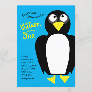 Invitation Cute Penguin Winter Kids 1ère fête d'anniversaire