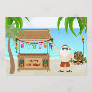 Invitation Cute Père Noël Beach Vacances Anniversaire Invitat
