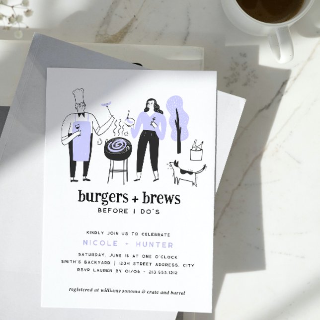 Invitation Cute Periwinkle se reproduit avant la Fête des mar (Cheers to love! Join our 'Brews Before I Do's' Bridal Shower 🥂💍)