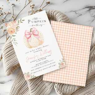 Invitation Cute Petit Citrouille Rose Floral Baby Girl Douche