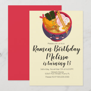 Invitation Cute Pho Oriental Ramen Dîner d'anniversaire Viole