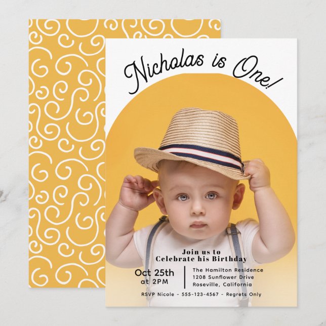Invitation Cute Photo Arch Fête d'anniversaire pour enfants (Devant / Derrière)