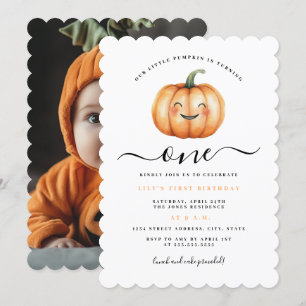 Invitation Cute Photo Petit Citrouille Première fête d'annive