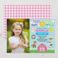 Cute Pink Barnyard Farm Animaux 1er anniversaire P