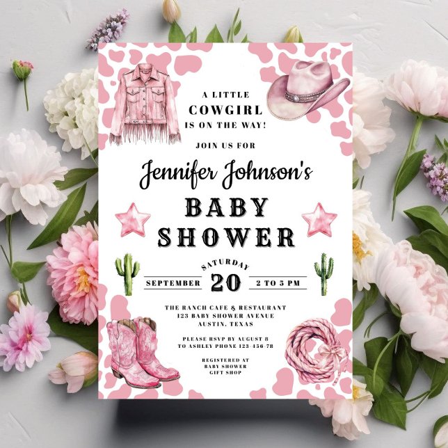Invitation Cute Pink Cowgirl Baby Shower (Cute Pink Cowgirl Baby Shower Invitation)