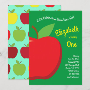 Invitation Cute Pomme Enfants 1er anniversaire Fruit de fête