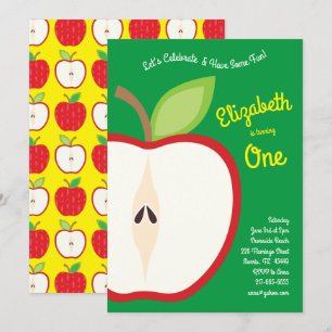 Invitation Cute Pomme Fruit Enfants 1er anniversaire fête Aut