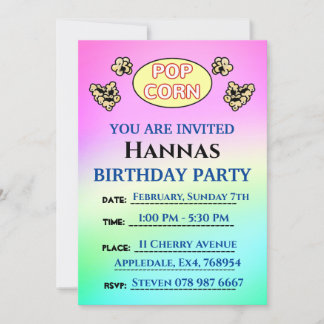 Invitation Cute Popcorn Moutons Enfants Fête d'anniversaire