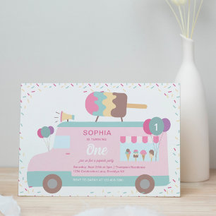 Invitation Cute Popsicle Ice Cream Camion fête d'anniversaire