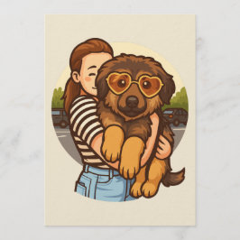 Invitation Cute Puppy with Heart Sunglasses 