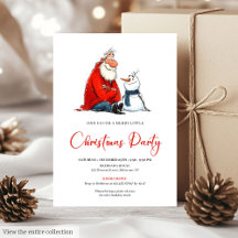 Cute Quirky Santa Claus Watercolor Christmas Party