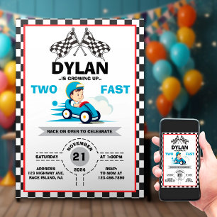 Invitation Cute Racer Two Fast