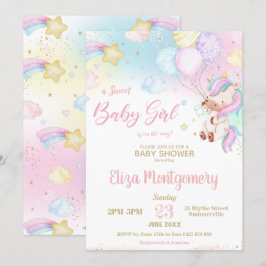 Invitation Cute Rainbow Unicorn Girl Baby shower