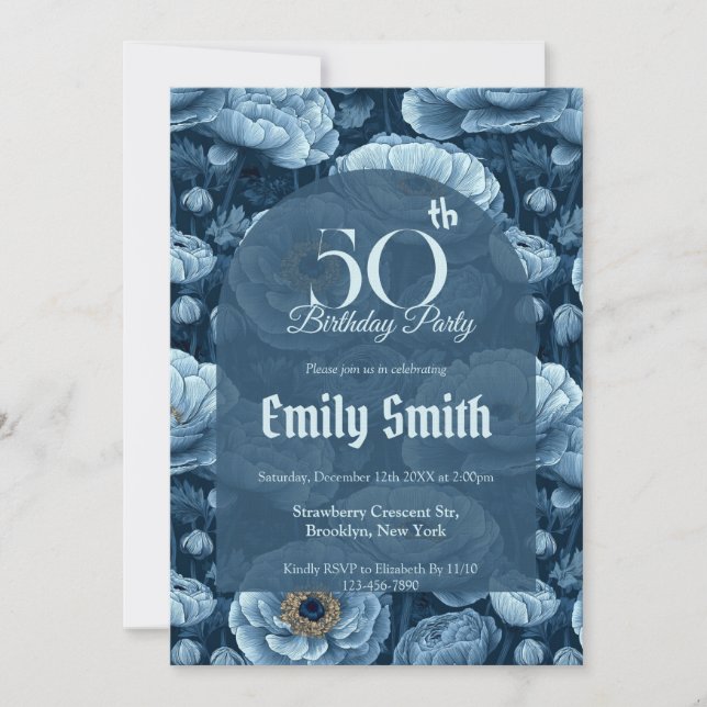 Invitation Cute Ranunculus Accent Adult Birthday (Devant)