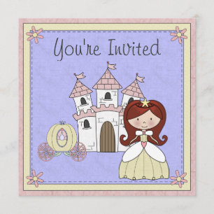 Invitation Cute Red Hair Princess Fairy Tale Anniversaire Inv
