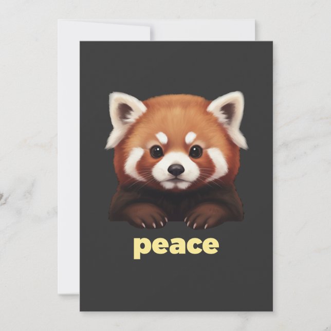 Invitation Cute Red Panda "Peace" Illustration for Kids & Nur (Devant)