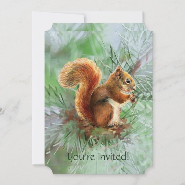 Invitation Cute Red Squirrel Custom Age Anniversaire Invitati (Devant)
