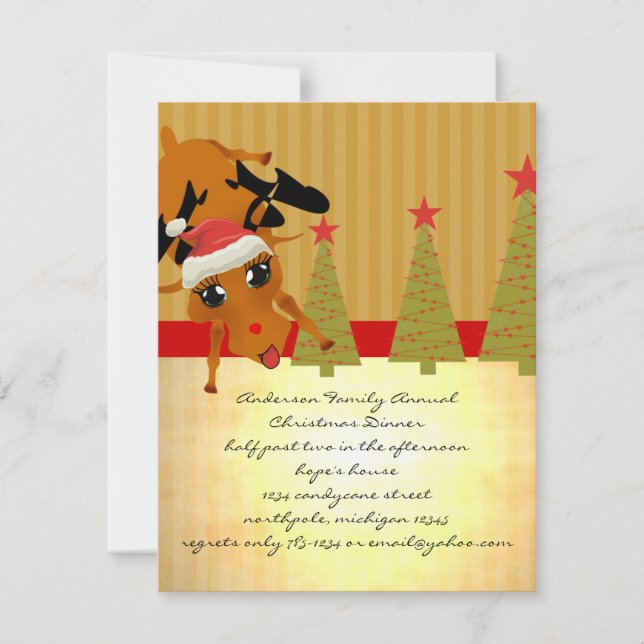 Invitation Cute Reindeer (Devant)